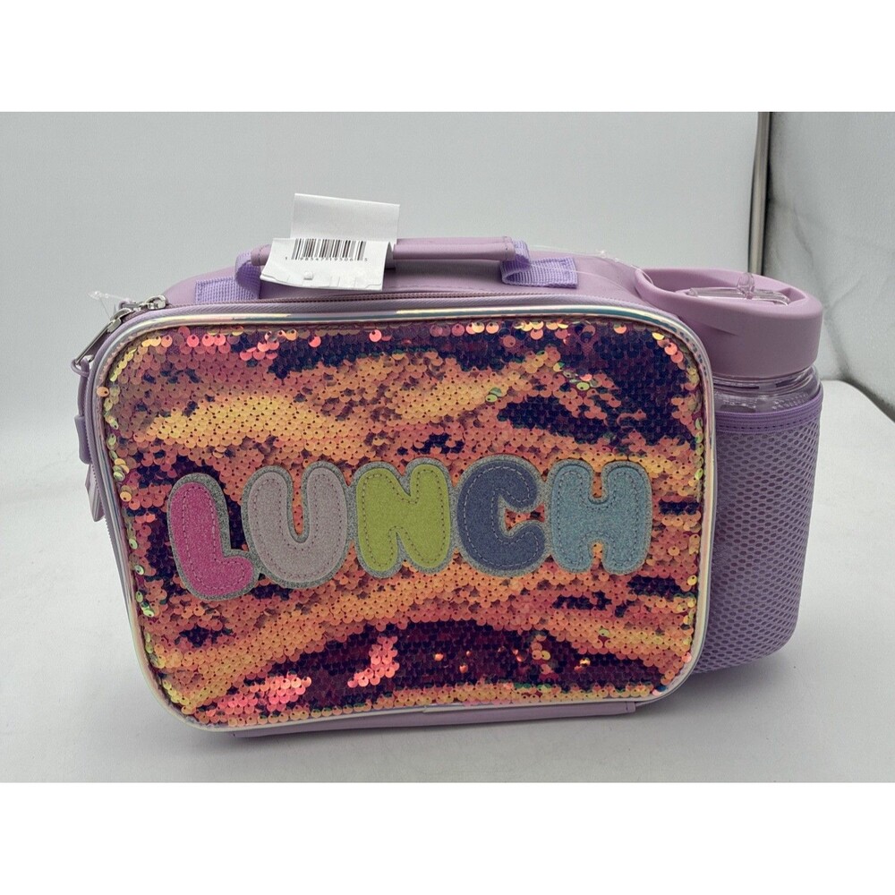 Locker Club KidsSequin Lunch Bag & Bottle Set – Insulated Sparkly “LUNCH” Tote ✨